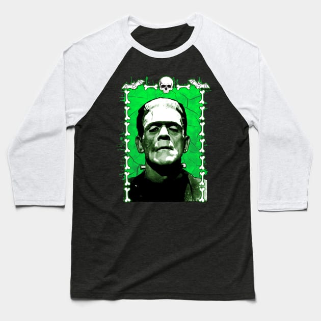 Frankenstein Baseball T-Shirt by sevencrow